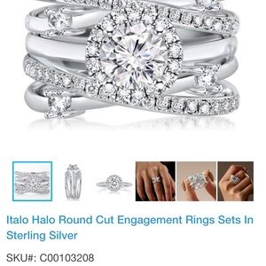 Italo Sterling Silver Halo Ring Set
